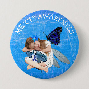 ME/CFS Angel Fairy Girl Awareness Ribbon 3 Inch Round Button