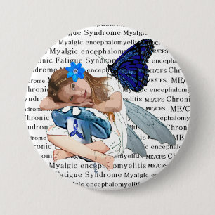 ME/CFS Angel Fairy Girl Awareness Ribbon 3 Inch Round Button