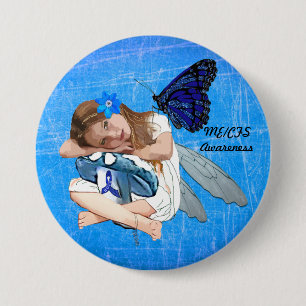 ME/CFS Angel Fairy Girl Awareness Ribbon 3 Inch Round Button