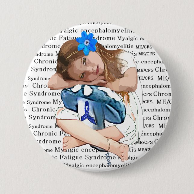 ME/CFS Awareness "Girl of Hope" 3 Inch Round Button (Front)