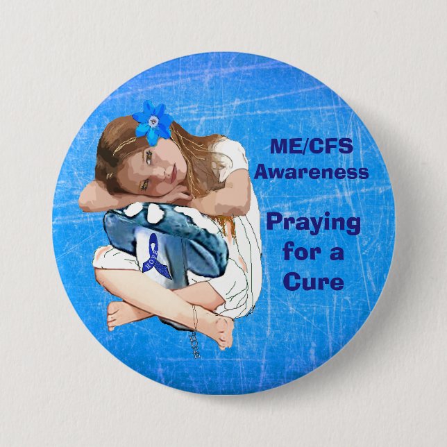 ME/CFS Awareness "Girl of Hope" 3 Inch Round Button (Front)