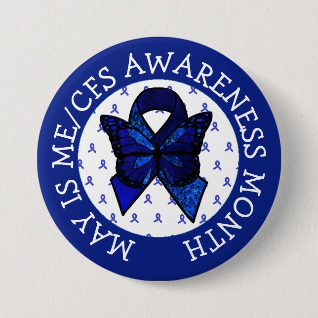 ME/CFS Syndrome Awareness Ribbon Button (Front)