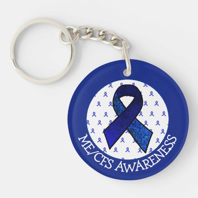 ME/CFS Syndrome Awareness Ribbon  Classic Round St Keychain (Front)