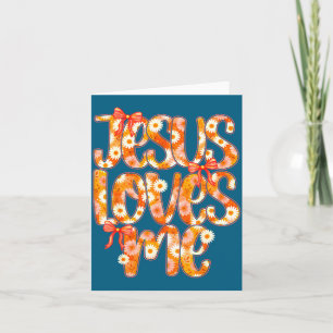 Me Girl Jesus Loves Daisy Bow Christian Card