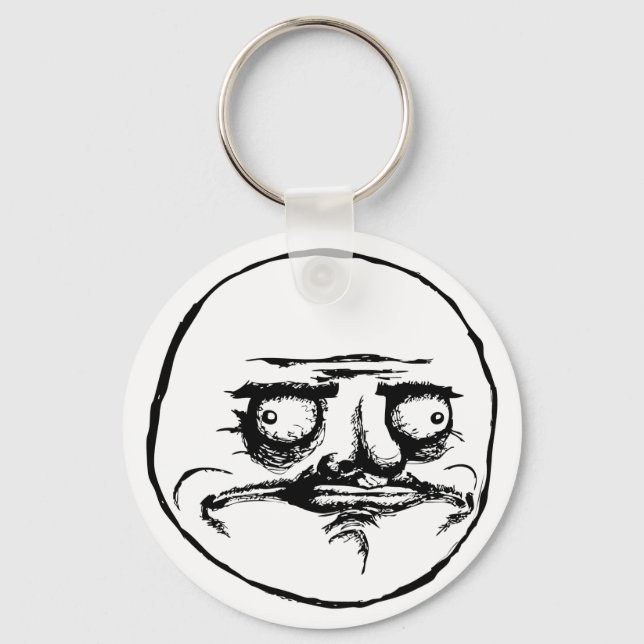 me gusta face rage face meme humour lol rofl keychain (Front)