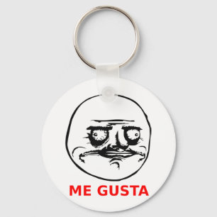 Me Gusta Face with Text Keychain