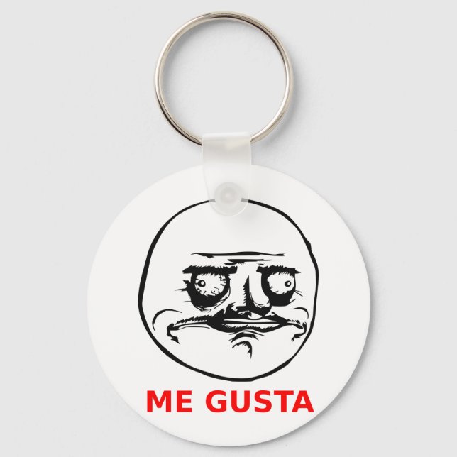 Me Gusta Face with Text Keychain (Front)