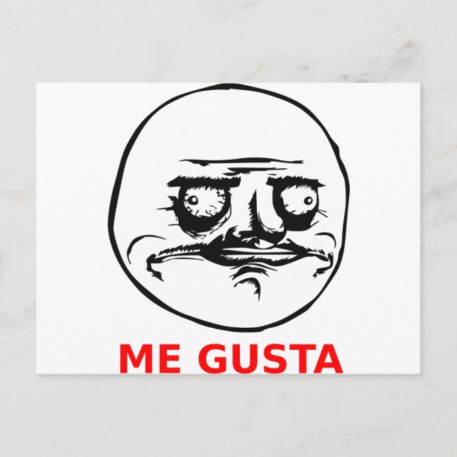 Me Gusta Face with Text Postcard (Front)