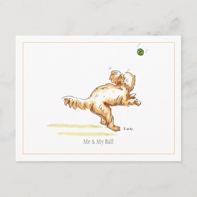 'Me & My Ball' Cockapoo Postcard (Front)