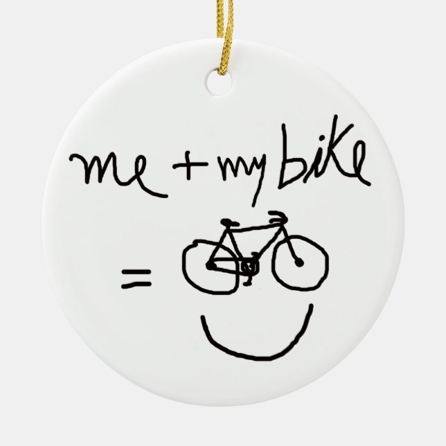 me & my bike = happiness ceramic ornament (Front)