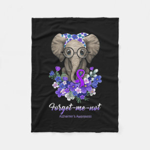 Me Not Elephant Flowers Alzheimerheimer Brain Awar Fleece Blanket