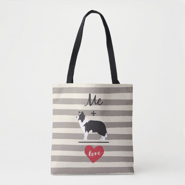 Me plus Border Collie equal Love Cute Tote (Front)
