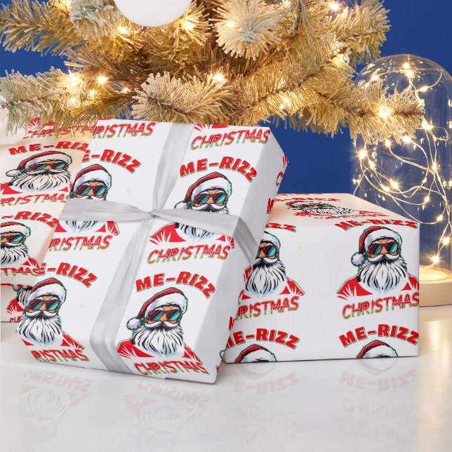  Me-Rizz Christmas gen Alpha meme funny Wrapping Paper (Holidays)