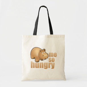 me so hungry funny hippo reusable tote bag