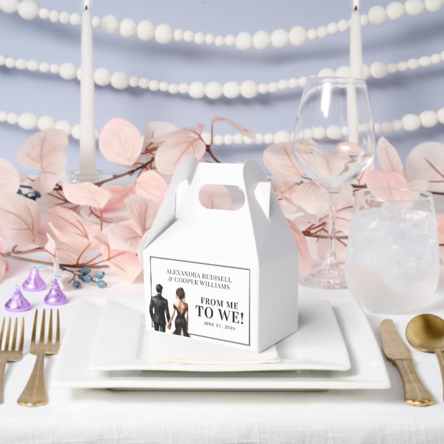 ME TO WE | Elegant Black and White  Favor Box (Wedding)