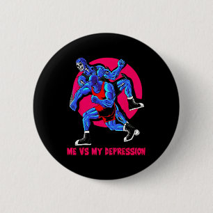 Me Vs My Depression Gym Fitness Weightlifting Body 2 Inch Round Button