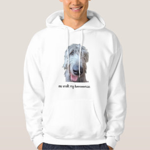 Me Walk My Hoooooman Funny Irish Wolfhound Hoodie