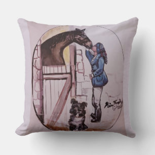 Me with baby racehorse mare Jamie Throw Pillow