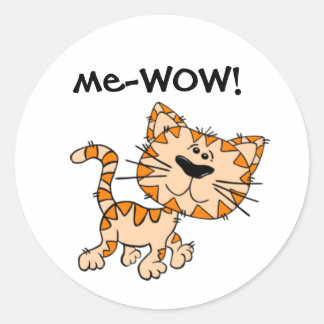 Me-WOW, Meow, Good Job, Wow! Cute Kitty Cat Classic Round Sticker