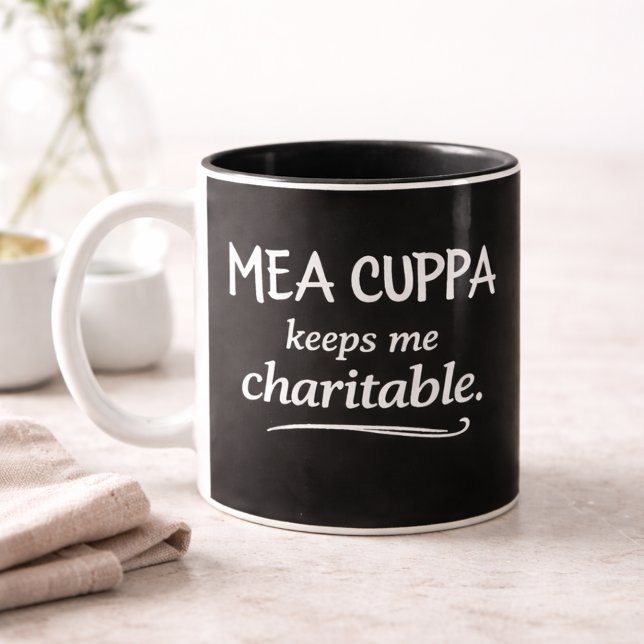 Mea Cuppa Keeps Me Charitable Catholic Humor Mug (Créateur téléchargé)