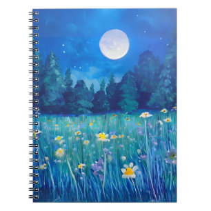 Meadow and Forest Under a Full Moon Notebook