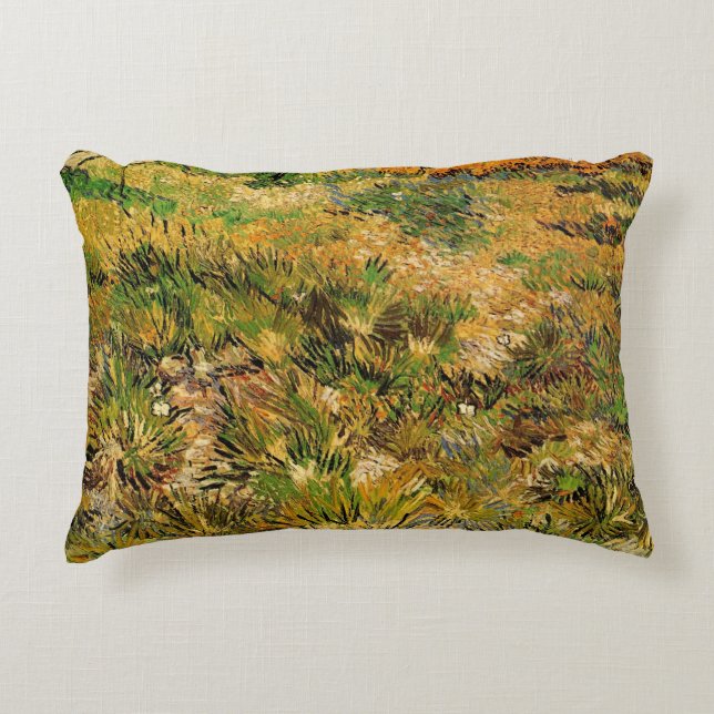 Meadow at Saint Paul Hospital by Vincent van Gogh Accent Pillow (Front)