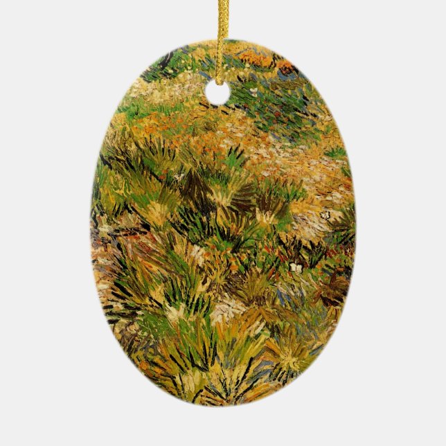 Meadow at Saint Paul Hospital by Vincent van Gogh Ceramic Ornament (Front)
