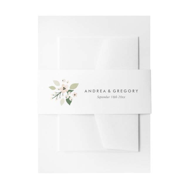 Meadow Blooms Invitation Belly Band - white (Front Example)