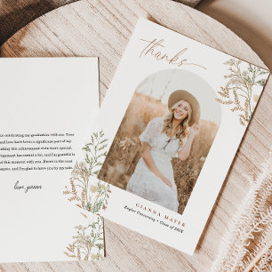 Meadow Botanicals Graduation Photo Thank You Card