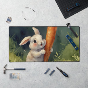 Meadow Bunny Dreams: Whimsical Desk Mat 