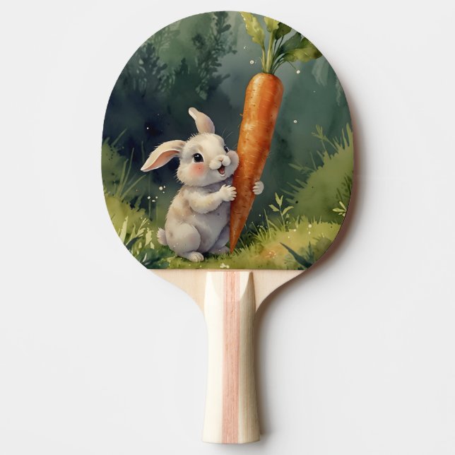 Meadow Bunny Dreams: Whimsical Ping Pong Paddle  (Front)