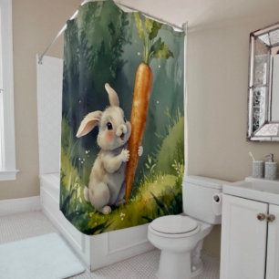 Meadow Bunny Dreams: Whimsical Shower Curtain