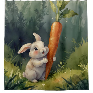 Meadow Bunny Dreams: Whimsical Shower Curtain