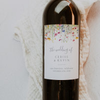 Meadow Coloré Fleur sauvage Mariage Vin Étiquettes