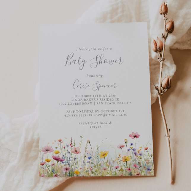 Meadow Colourful Wildflower Baby Shower Invitation (Creator Uploaded)