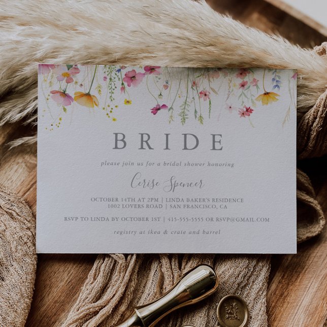 Meadow Colourful Wildflower Bride Bridal Shower Invitation (Creator Uploaded)