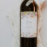 Meadow Colourful Wildflower Cheers Wedding  Wine Label<br><div class="desc">These meadow colourful wildflower cheers wedding wine labels are perfect for a rustic wedding. The design features green, pink, blush, yellow, purple, watercolor multicolor meadow flowers. Make the wine bottle stickers your own by including your names and the date of your event. These labels can compliment the wedding reception, rehearsal...</div>