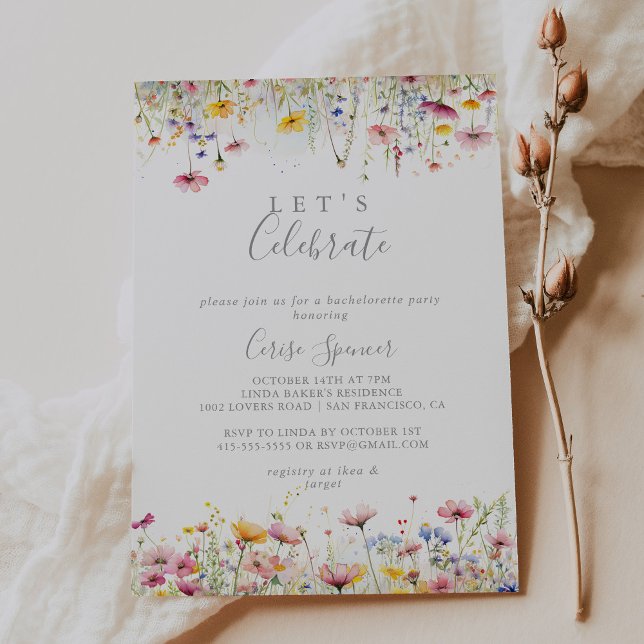 Meadow Colourful Wildflower Let's Celebrate Party Invitation (Creator Uploaded)
