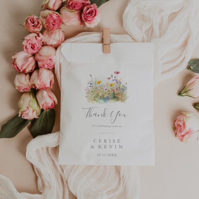 Meadow Colourful Wildflower Thank You Wedding Favour Bag (Creator Uploaded)