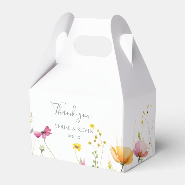  Meadow Colourful Wildflower Wedding Favor Box (Front Side)