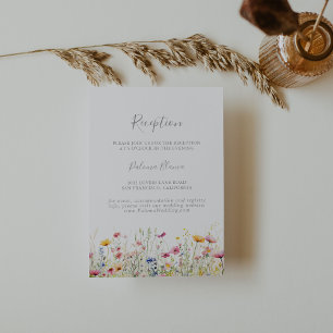 Meadow Colourful Wildflower Wedding Reception Enclosure Card