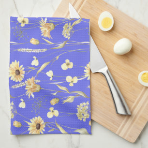Meadow cottage country print blue kitchen towel