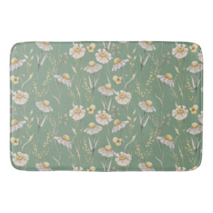 Meadow cottage country print on green bath mat