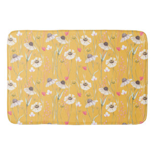 Meadow cottage country print yellow  bath mat