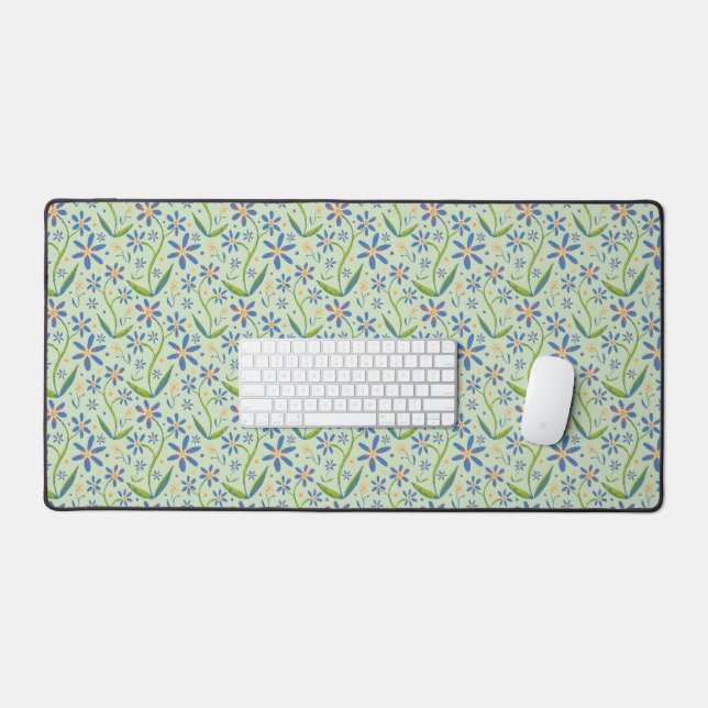 Meadow | Dancing Watercolor Daisies Desk Mat (Keyboard & Mouse)