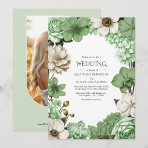 Meadow Fern, Pistachio Silk & Willow Ivory Wedding Invitation