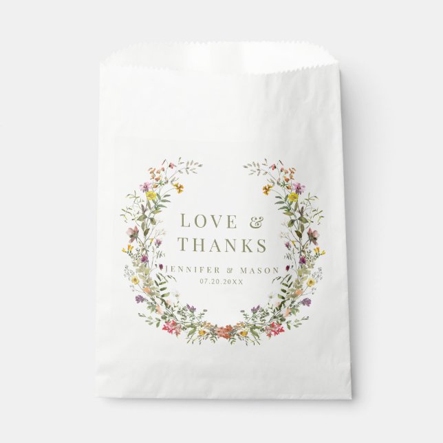 Meadow fleur sauvage mariage merci pour les sacs (Devant)