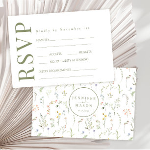Meadow Floral Wildflower Bloom Wedding RSVP Cards