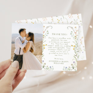 Meadow Flower Colourful Wildflower Wedding photo Thank You Card