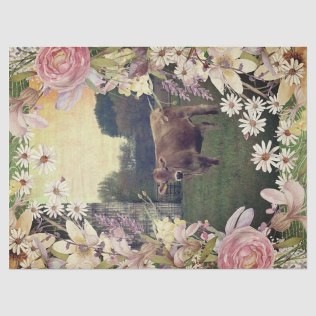 Meadow Flower Jersey Cow  Tissue Paper (Front)